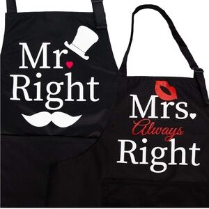 Mr. and Mrs. Right Aprons